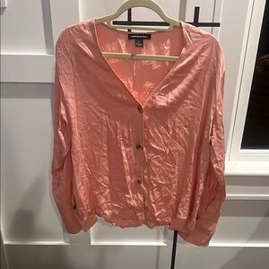 Something Navy Pink Relaxed Long Sleeve Button Down Shirt
